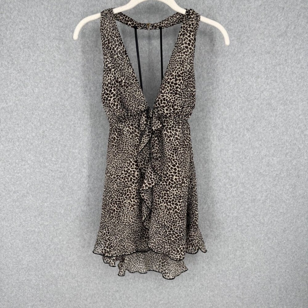 Cinema Etoile Seductivewear Teddy and Thong Set Size M Leopard Print Sheer NEW